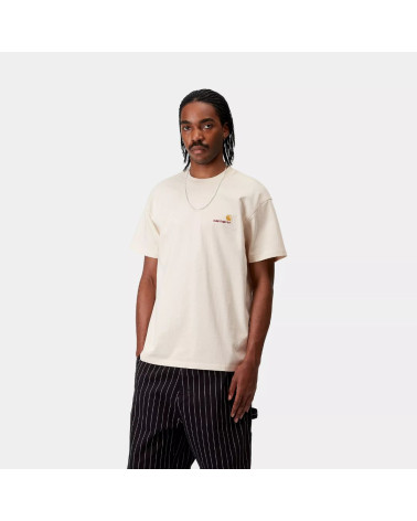 T-Shirt American Script écru "natural" Carhartt Wip, shop New Surf à Dinan, Bretagne