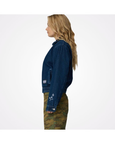 Veste bomber en jean avec broderies, Santa Cruz, shop New Surf à Dinan, Bretagne