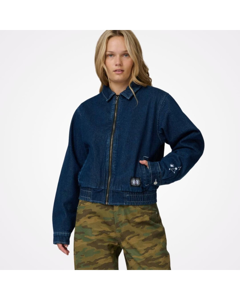 Veste bomber en jean avec broderies, Santa Cruz, shop New Surf à Dinan, Bretagne