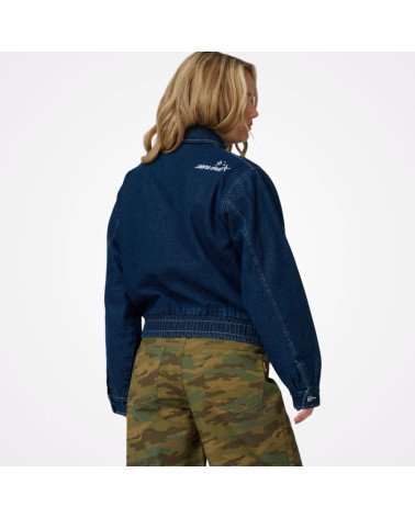 Veste bomber en jean bleu avec broderies, Santa Cruz, shop New Surf à Dinan, Bretagne