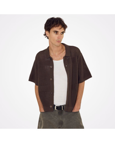 Polo en maille marron regular fit Obey, shop New Surf à Dinan, Bretagne